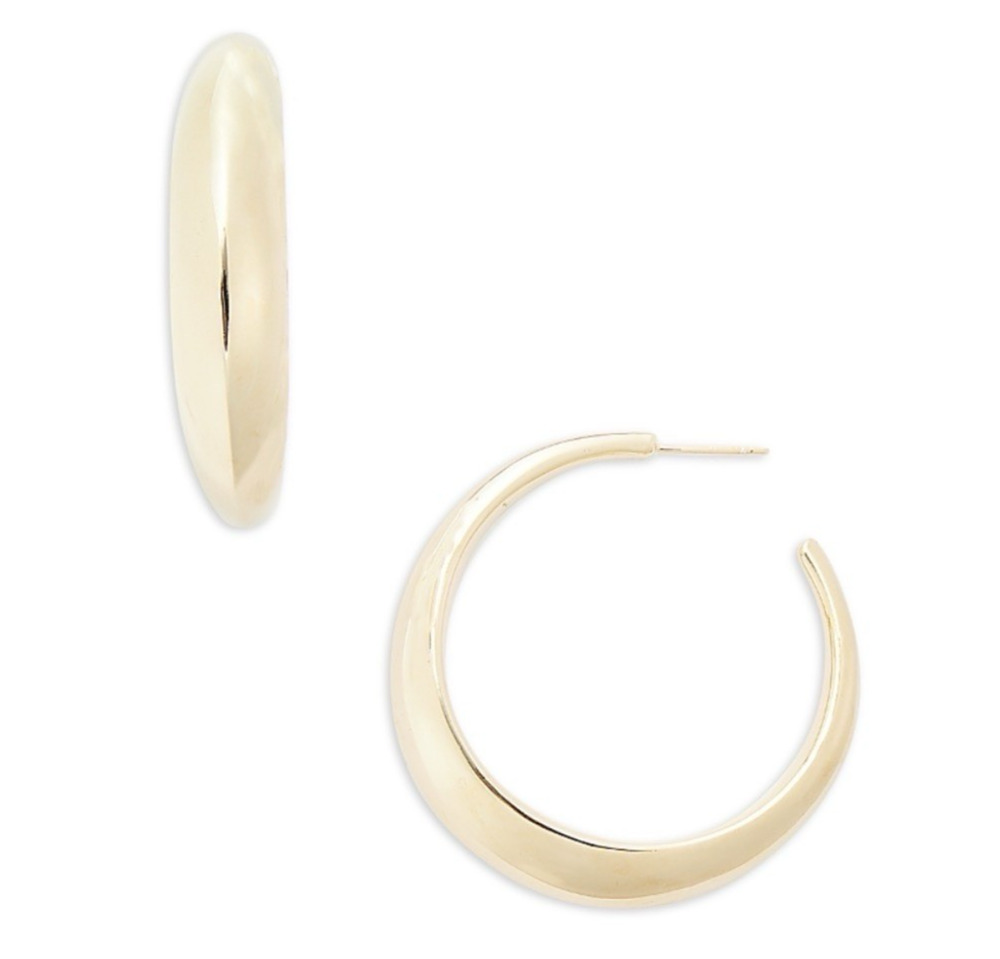 Jennifer Zeuner Shira Knife Edge Large Hoop Earrings 18K Gold Vermeil Luxury NEW